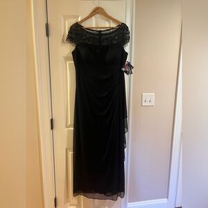 R&M Richards Black Beaded Evening Dress